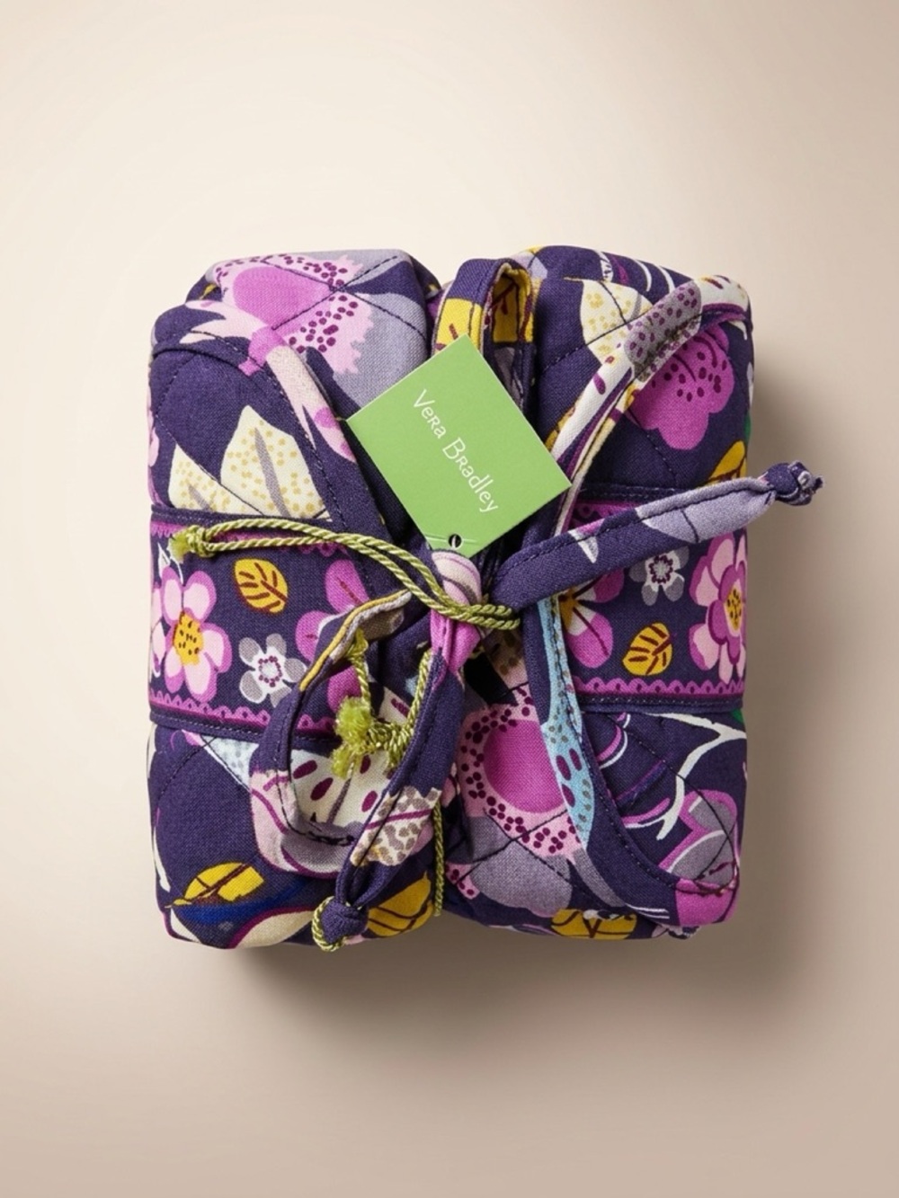 Vera Bradley Purple Floral Quilted Pink & Yellow Accents